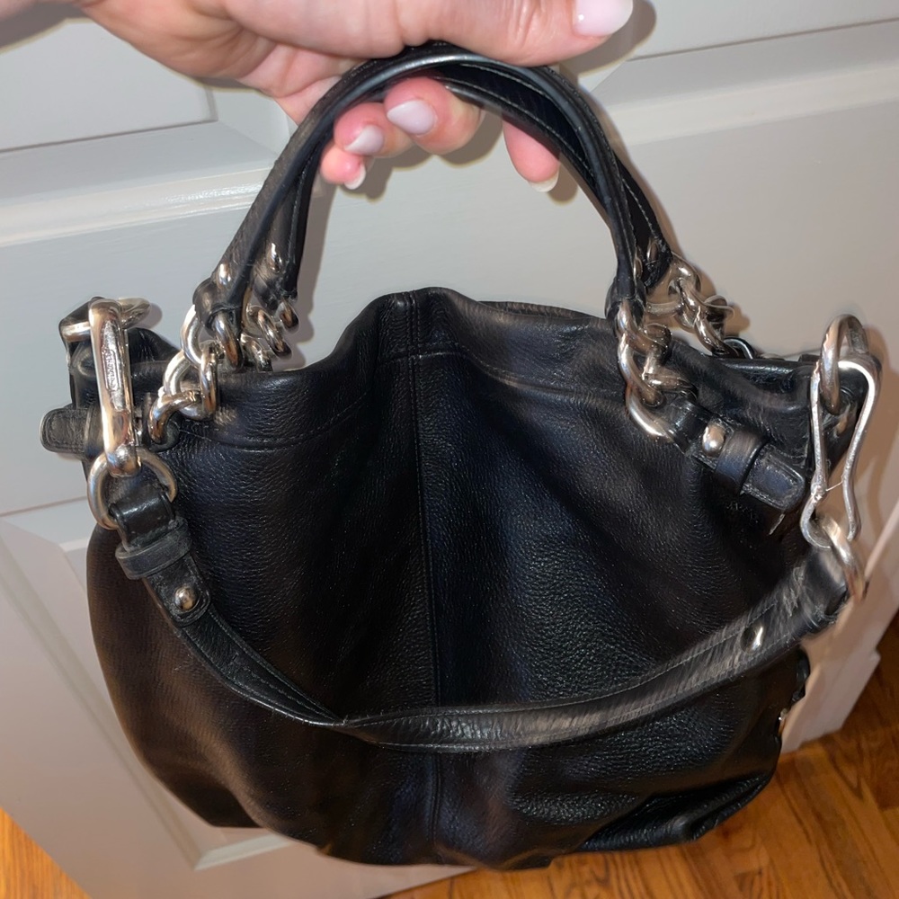 Coach black leather purse/tote